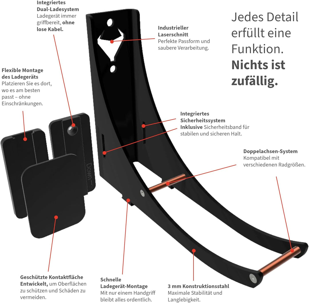 Wandhalterung für E-Scooter 8.5 Zoll, Matte Black, Kompatibel mit Xiaomi, Cecotec, Ninebot –