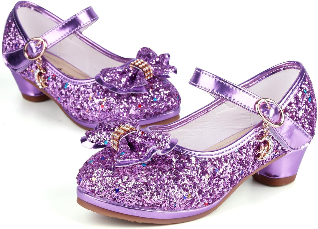 Prinzessin Schuhe Mädchen High Heels Sandalen Mädchen Pailletten Party Pumps Kinder 29 EU Lila, 29 E