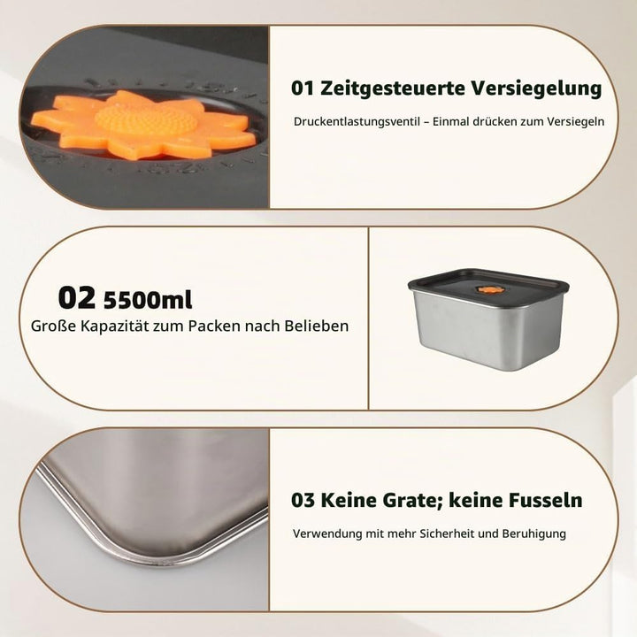3er Frischhaltedosen Edelstahl Frischhalteboxen mit Deckel | Vorratsdosen Boxen Gefrierdosen Prep Bo