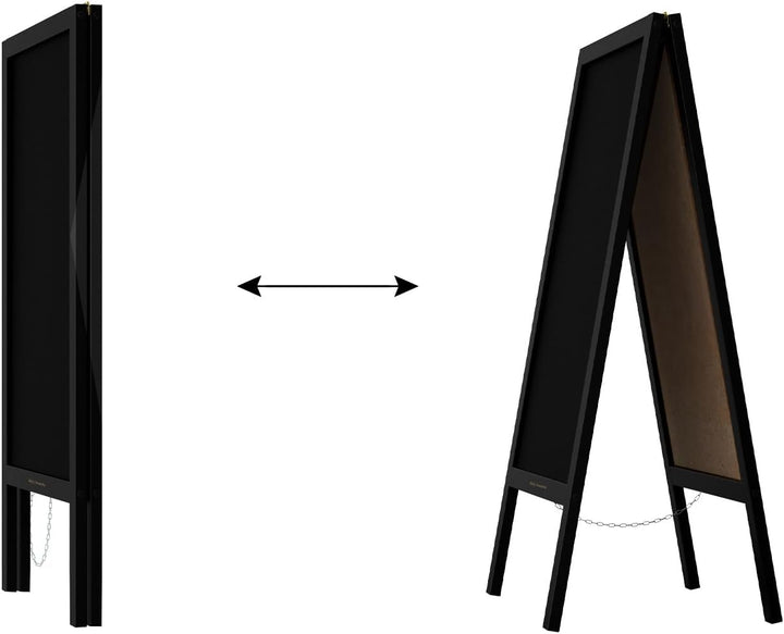 ALLboards Kundenstopper mit Schwarz, lackiertem Holzrahmen 100x60cm, Werbetafel, Gehwegaufsteller, A