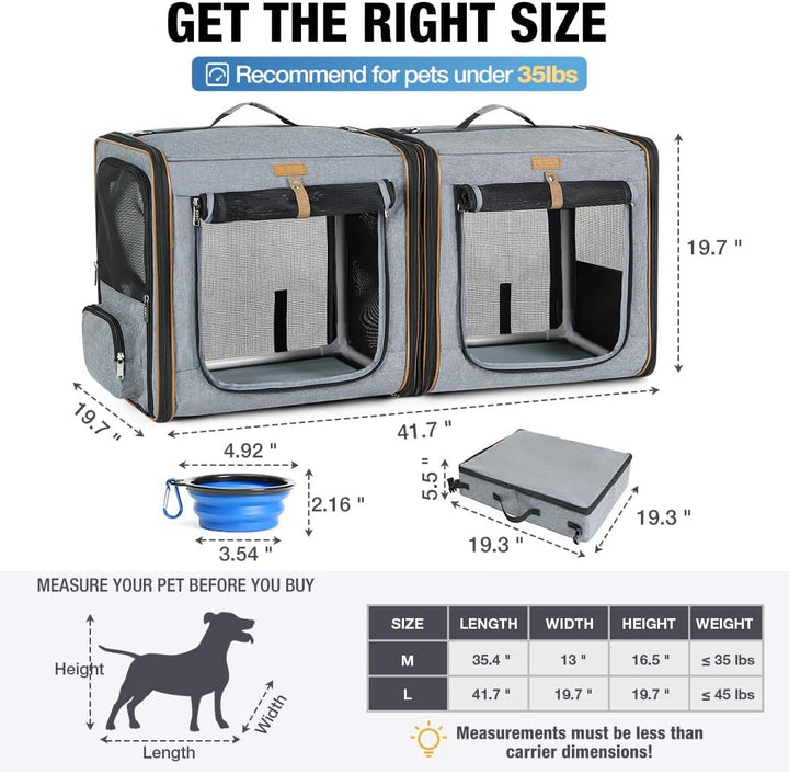 Lekeinchi 2-in-1 Hundebox Transportbox Katze für Mittelgrosses Haustier, Faltbare Katzentransportbox