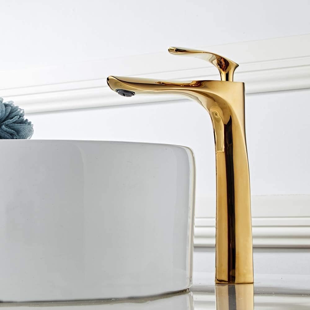 Hoch Wasserhahn Bad Waschtisch Armatur Waschbecken Mischbatterie Einhebelmischer Gold Waschtischarma