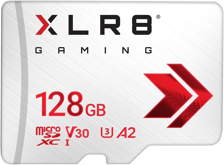 PNY XLR8 Gaming 128 GB Class 10 U3 V30 A2 microSDXC Flash-Speicherkarte, Lesegeschwindigkeit bis zu