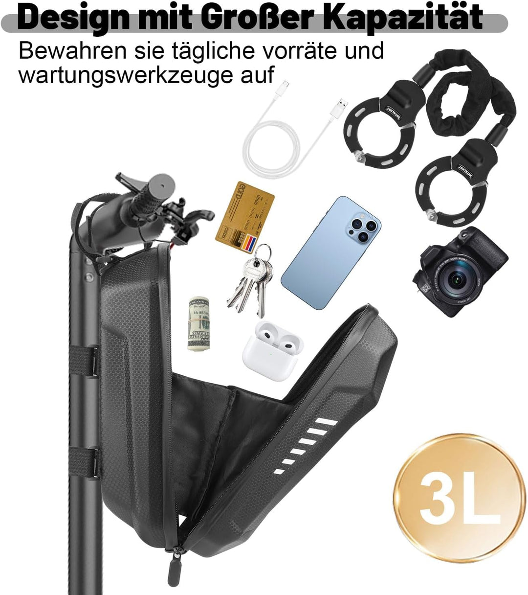 E Scooter Schloss, Handschellenschloss, Schloss für E Scooter mit Rollertasche, Fahrrad Zubehör, Sch