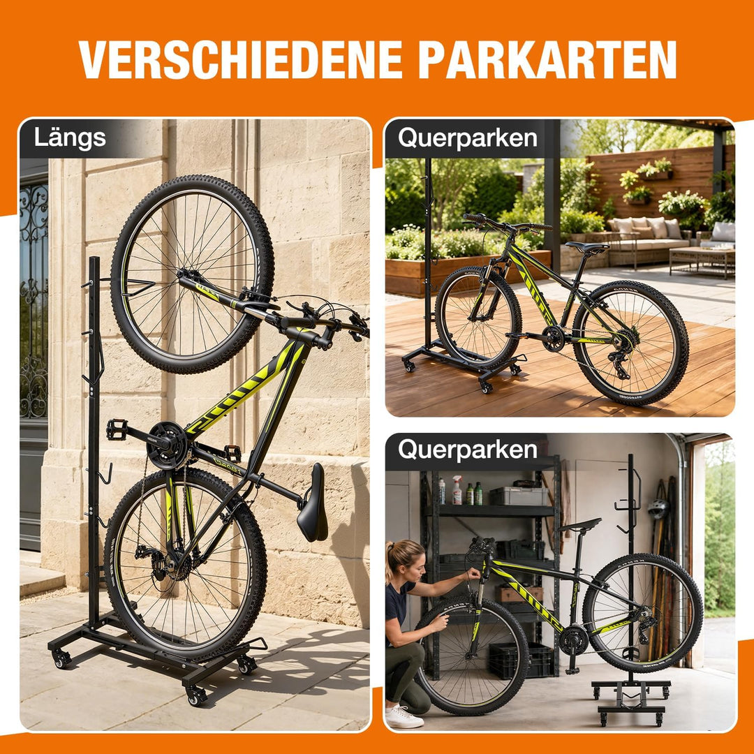 Fahrradständer Vertikal mit Feststellrollen, ohne Bohren 1 Stück, 1 Stück