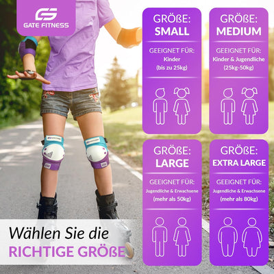 GATE FITNESS® Protektoren Set für Kinde & Erwachsene - Schutzausrüstung Set [6 Teilen] Knieschützer