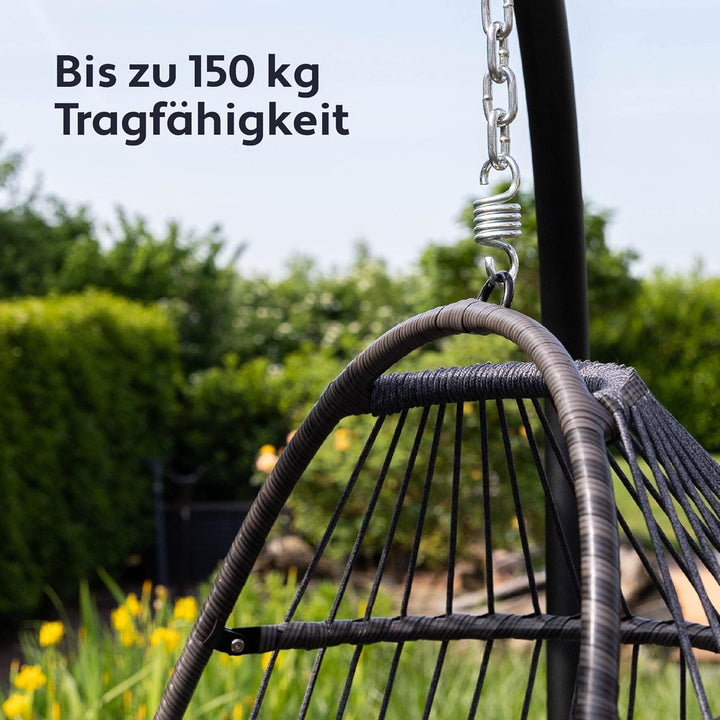 VITA5 Hängesessel mit Gestell - Bequemer Hängekorb Sessel - Rattan Hängesessel Outdoor und Indoor -