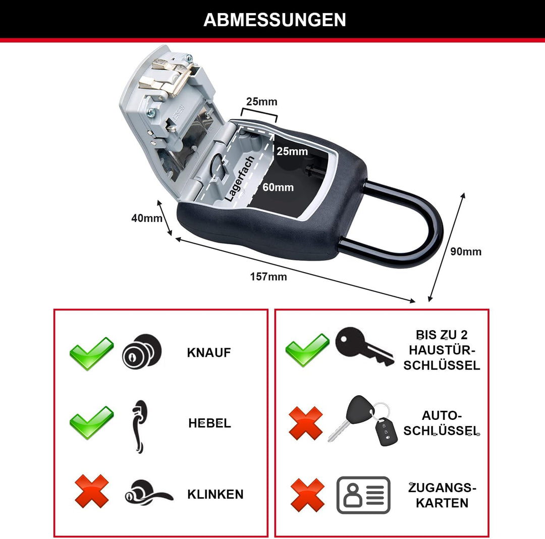 Master Lock Schlüsseltresor, mit Bügel, Aussen, 15.7 x 9 x 4 cm, Schlüsselsafe Medium - mit Bügel, M
