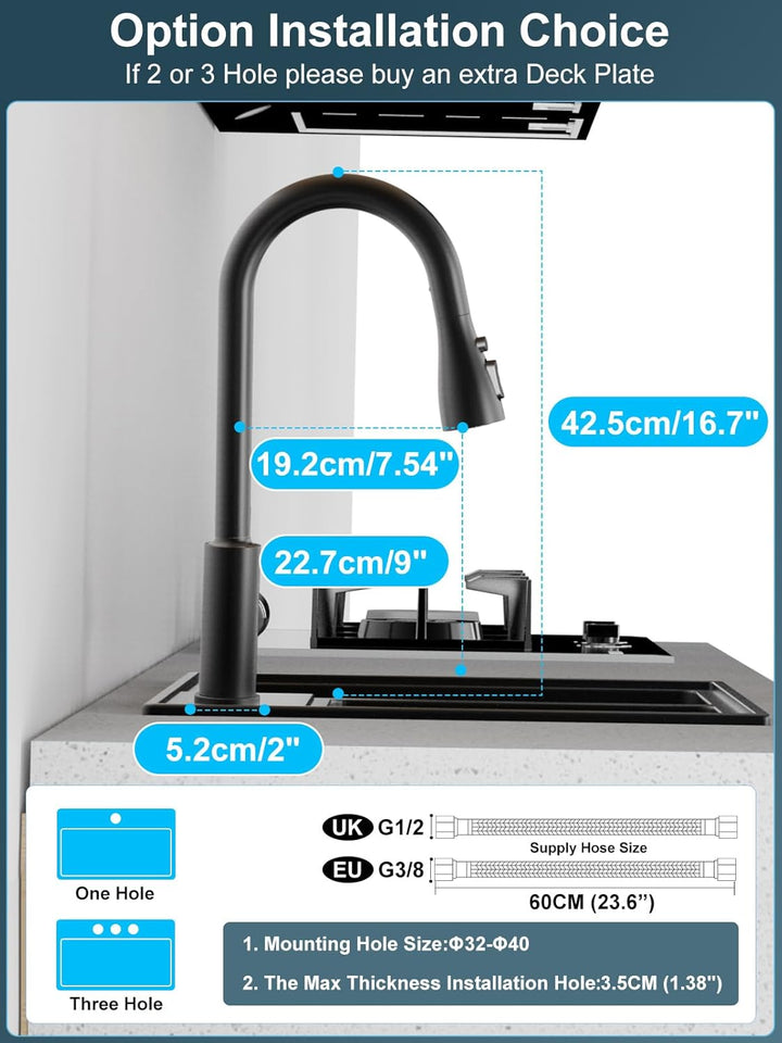 Wasserhahn Spüle Küche mit Brause Ausziehbar - SREWOHS PRO Hochdruck Küchenarmatur Mischbatterie 360