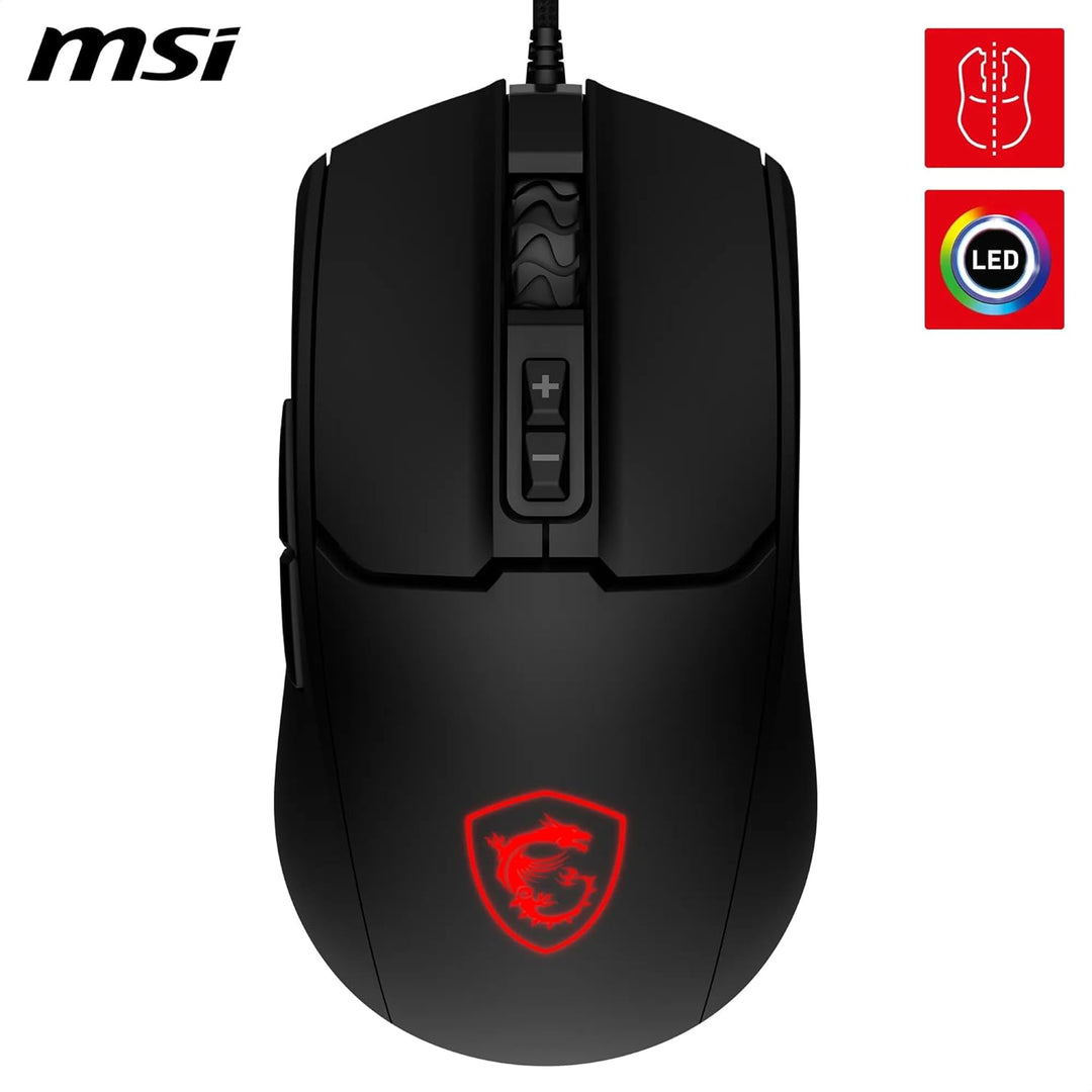 MSI Forge GM100 Gaming-Maus – 6400 DPI optischer Sensor, symmetrisch, 10 Mio. Klickschalter, 7 Taste