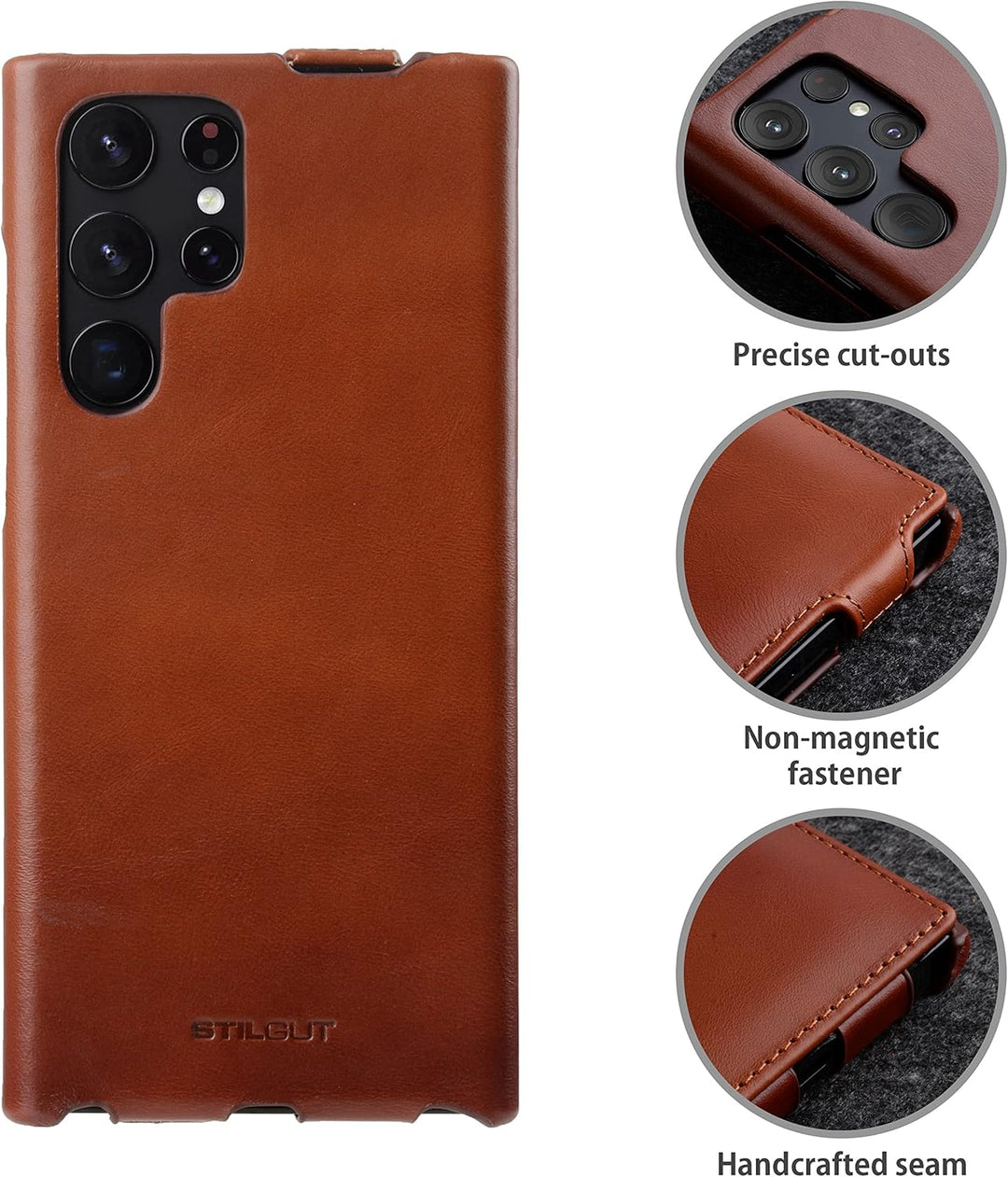 STILGUT Schutzhülle kompatibel mit Samsung Galaxy S22 Ultra Schutzhülle mit vertikalem Klappdeckel u