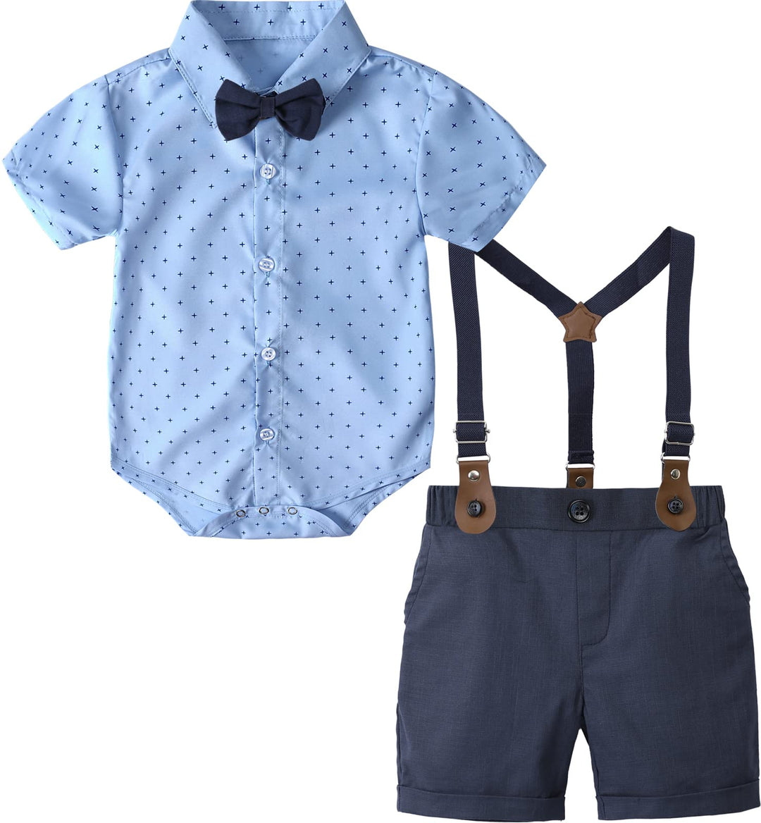 mintgreen Baby Junge Anzüge 2PCS Ostern Outfit Gentleman Hemd Hosen Satz mit Fliege Hosenträger 3-18