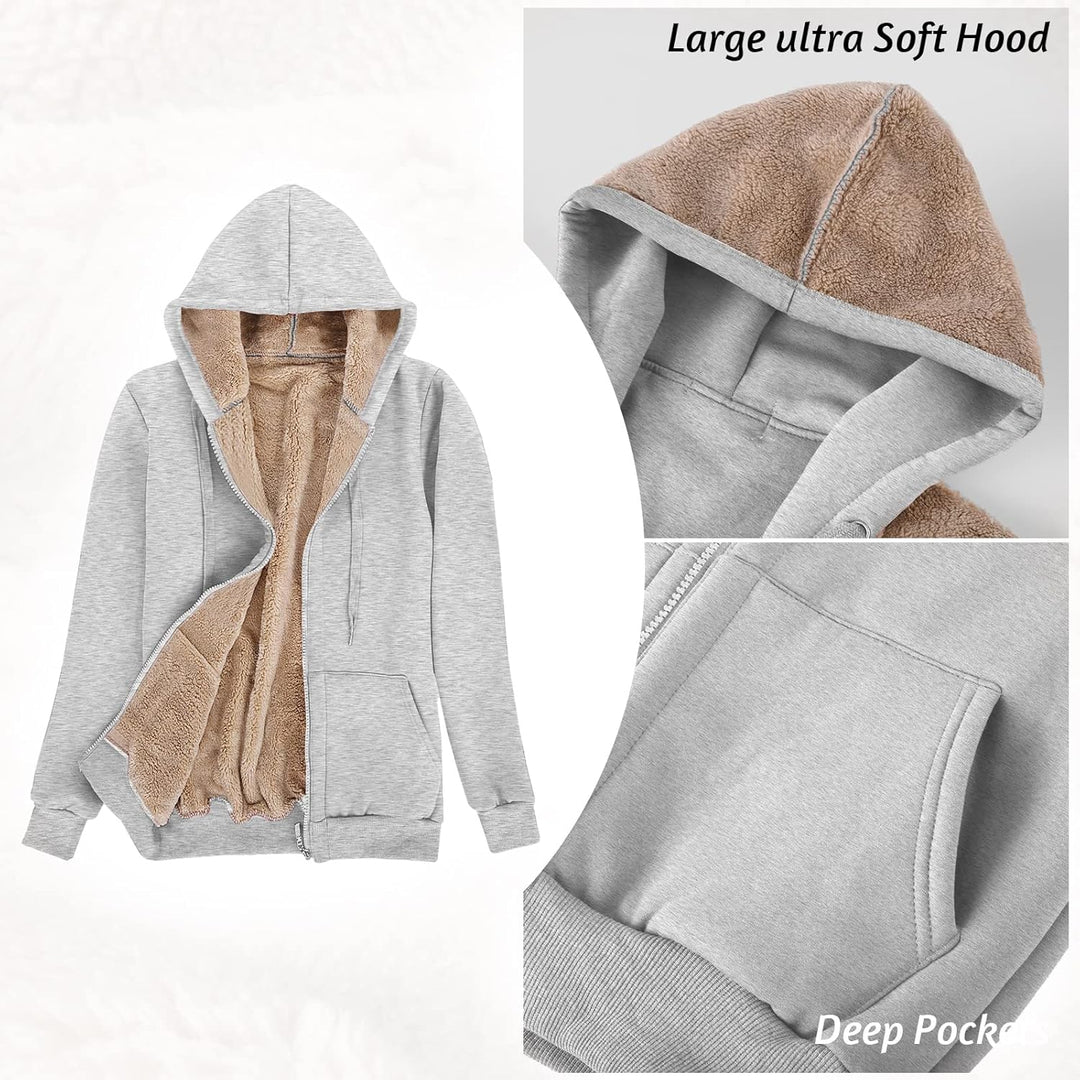 Niwicee Damen Kapuzenpullover mit Reissverschluss Winter Plus Fleecepullover Langarm Kapuzenjacke Sw