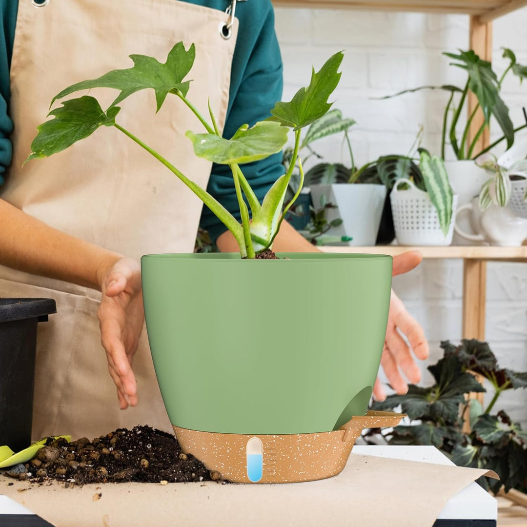 ZMTECH 30 cm Pflanztöpfe mit Bewässerungslippe Selbstbewässernde Pflanztöpfe mit Abflusslöchern und