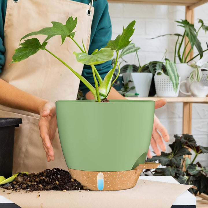 ZMTECH 30 cm Pflanztöpfe mit Bewässerungslippe Selbstbewässernde Pflanztöpfe mit Abflusslöchern und