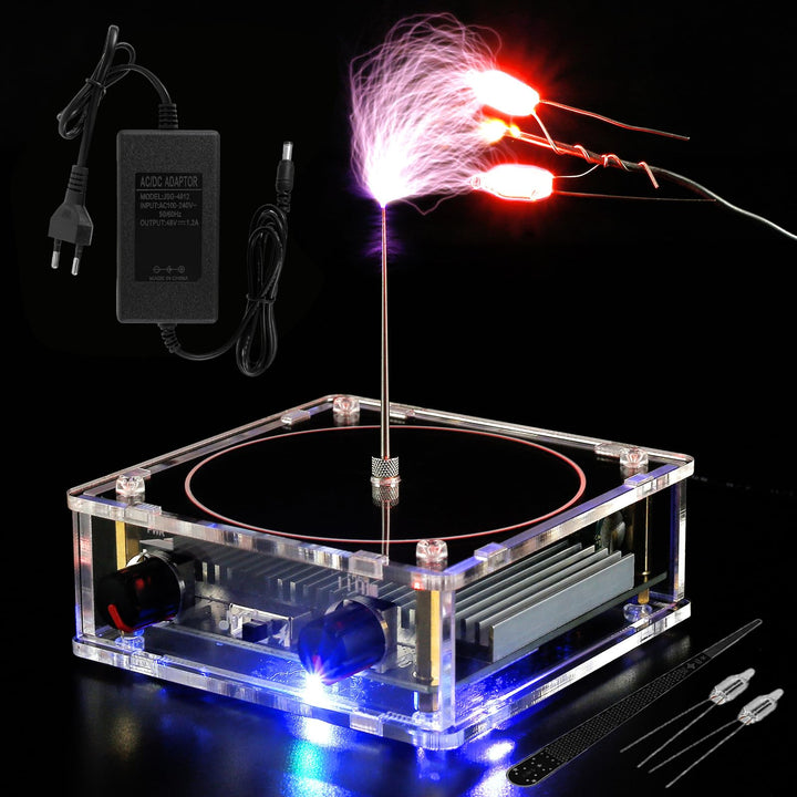 Music Tesla Coil,Lautsprecher Teslaspule aus Acryl,Musikalische Künstliche Blitze Wissenschaftlicher