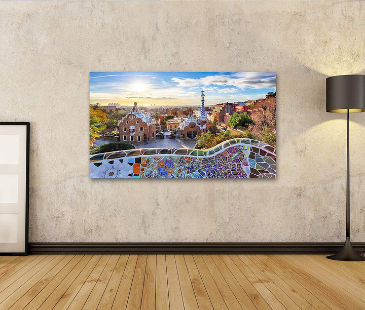 islandburner Bild auf Leinwand Barcelona Park Guell Spanien Bilder Wandbilder Poster Leinwand 100x57