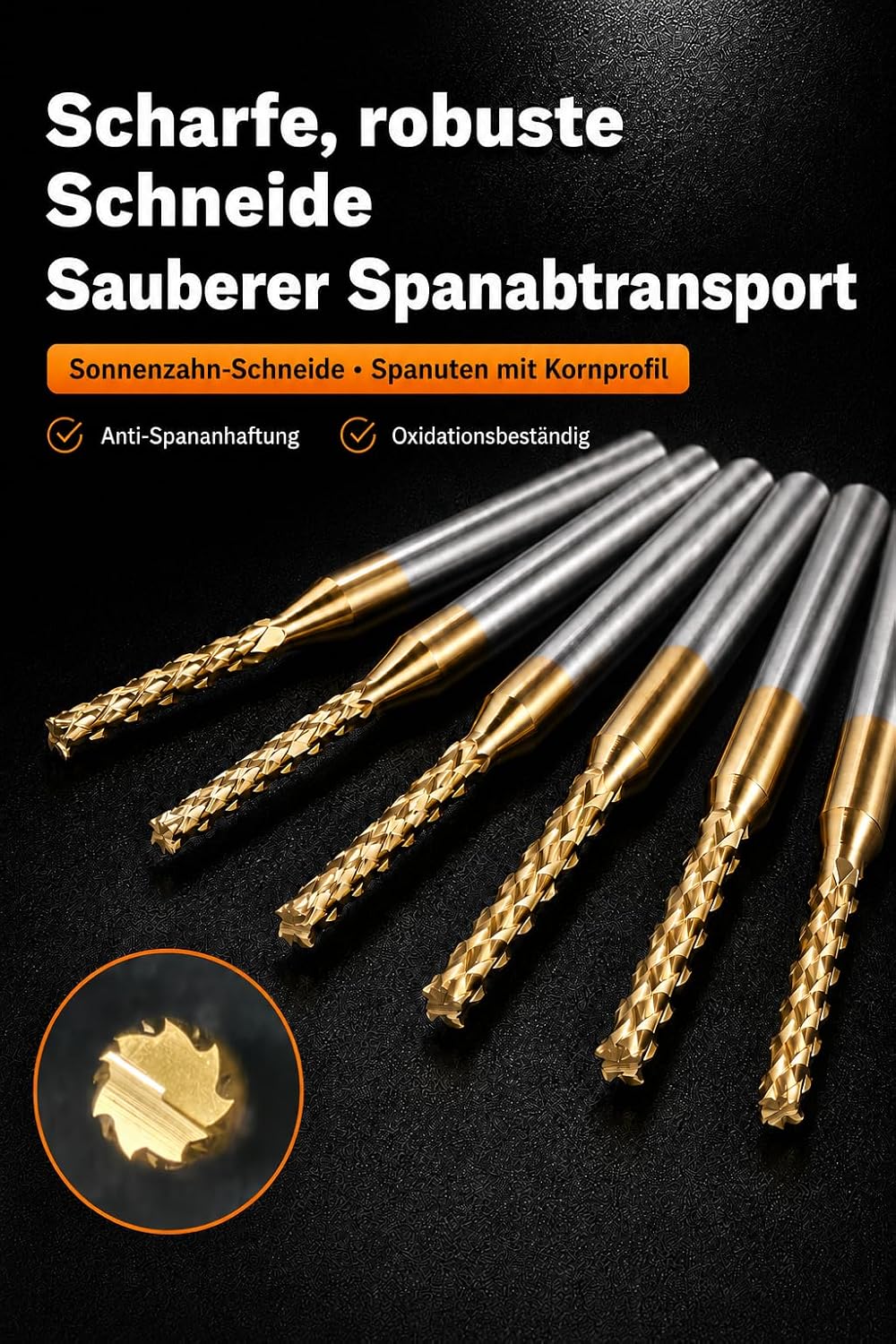 VOBOR 10 Stücke Schaftfräser 1,0-3,0mm, Titan Beschichtete Hartmetall CNC Fräser, 1.0mm, 1.5mm, 2.0m