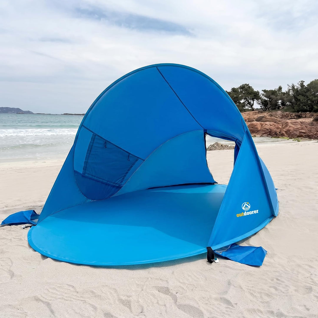 outdoorer UV 80 Pop up Strandmuschel Beach Air, 245x145x100 cm, bestens belüftet, 2 Fenster, 1 versc