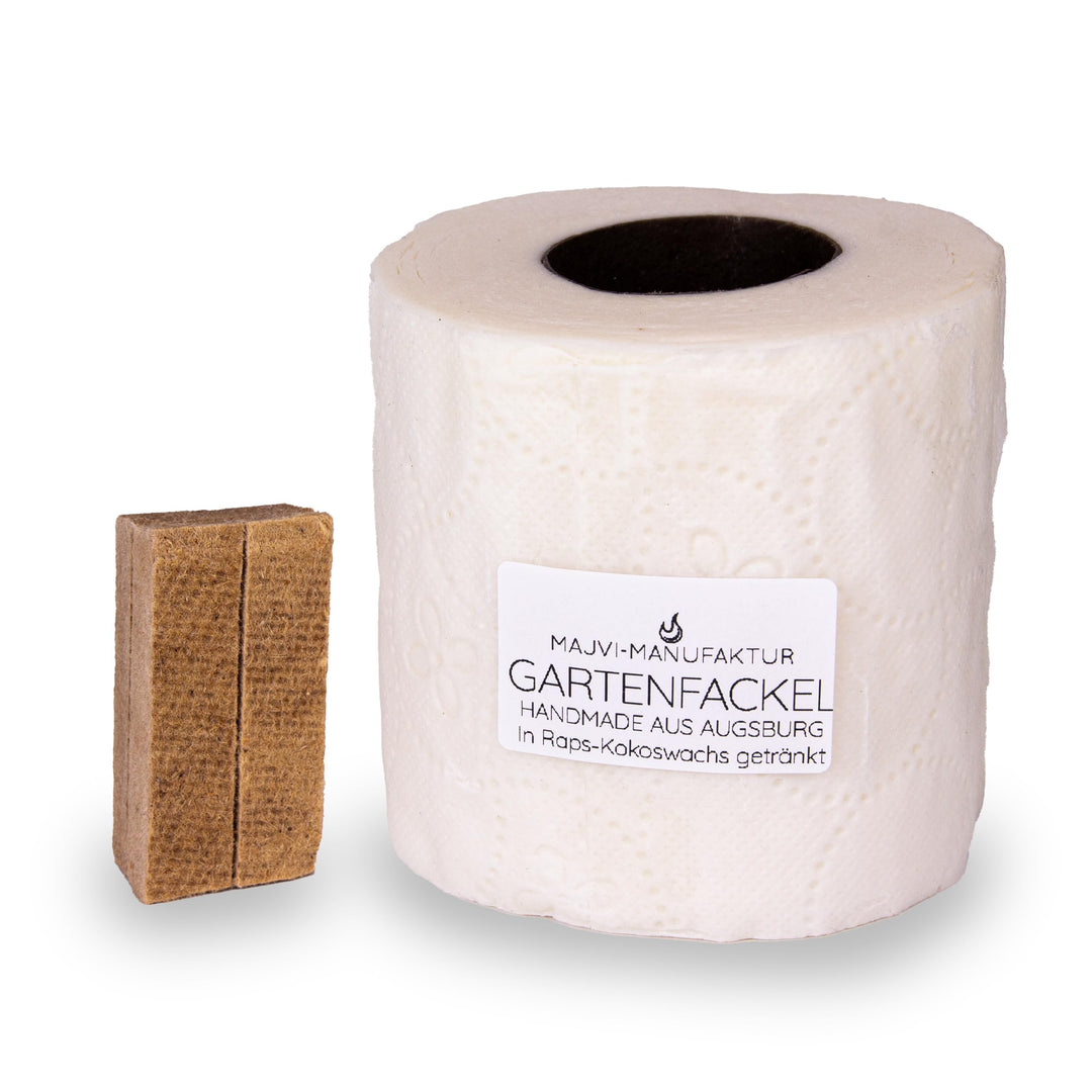 6x Klopapierfackel Gartenfackel – Handgemachte Outdoor Terrassenfackel aus Raps-Kokoswachs – Lange B
