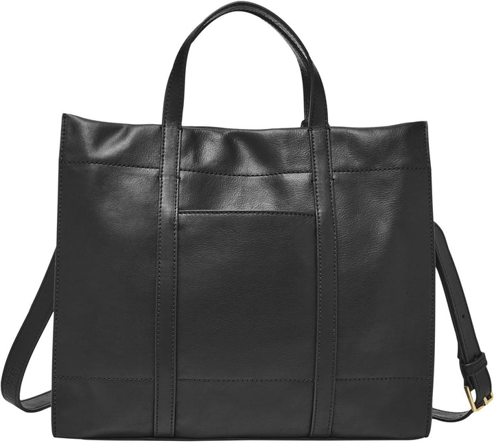 Fossil Damen Carmen Shopper Ledertasche 30,8 cm L x 12,1 cm B x 26,4 cm H Schwarz, Schwarz