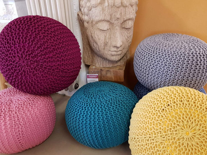 casamia Pouf Bodenkissen ø45 o. 55cm Sitzpouf Hocker nachhaltig f. innen u. aussen Farbe grau - Silb
