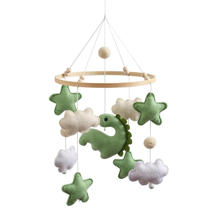 Mobile Baby Windspiele, Mobile für Babybett mit Dinosaurier, Sternen & Wolken aus Filz, Hängende Dek