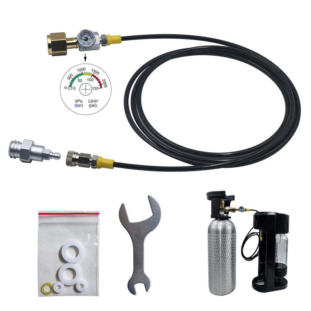 DRYHTEN Sodawassergerät Externer Kohlendioxid-Tankbefüllung 2,5M Zapfsäule TR21-4 Adapter mit 150bar