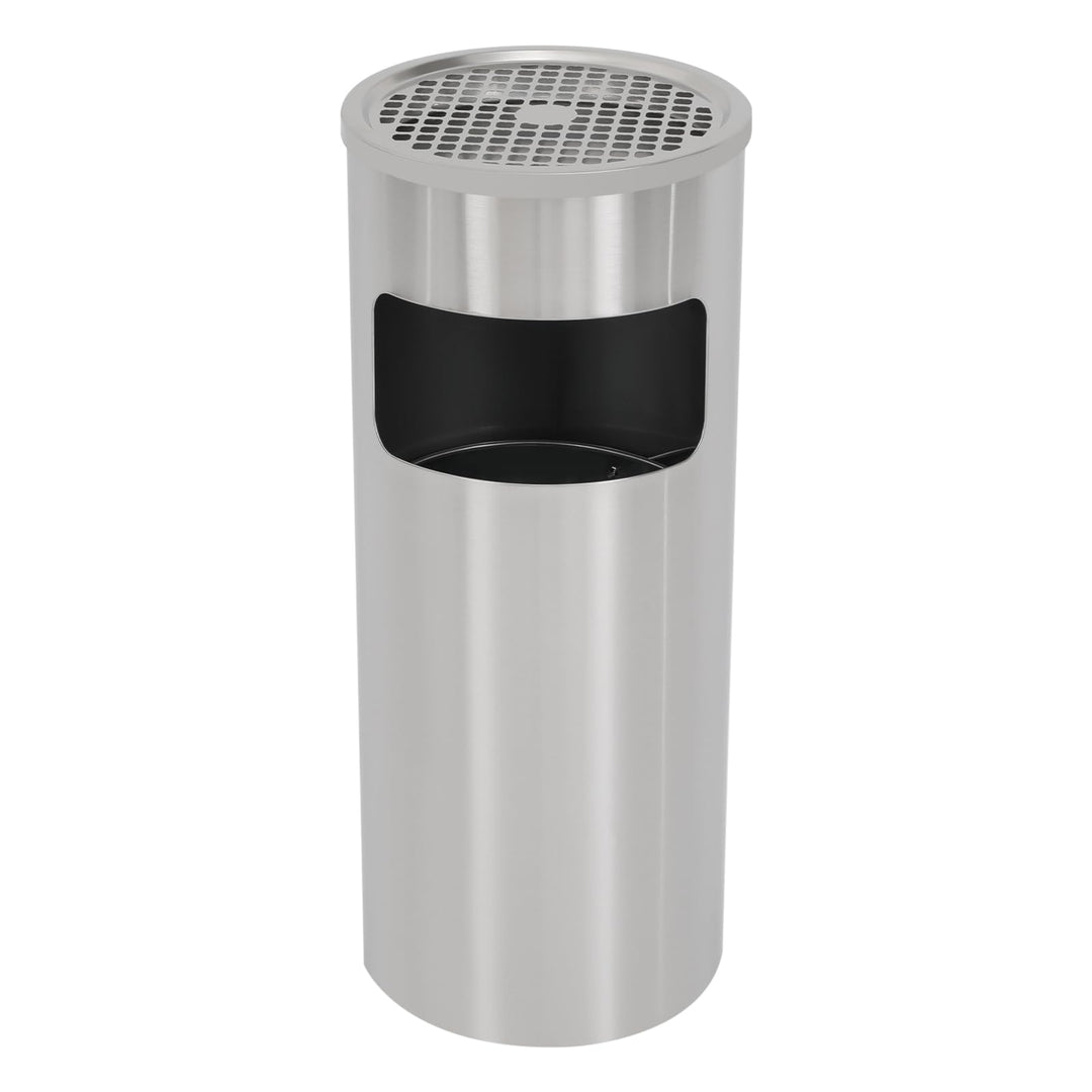 15L Mülleimer, Innen/Aussen Edelstahl Mülleimer, mit Standaschenbecher, Edelstahl Standaschenbecher,