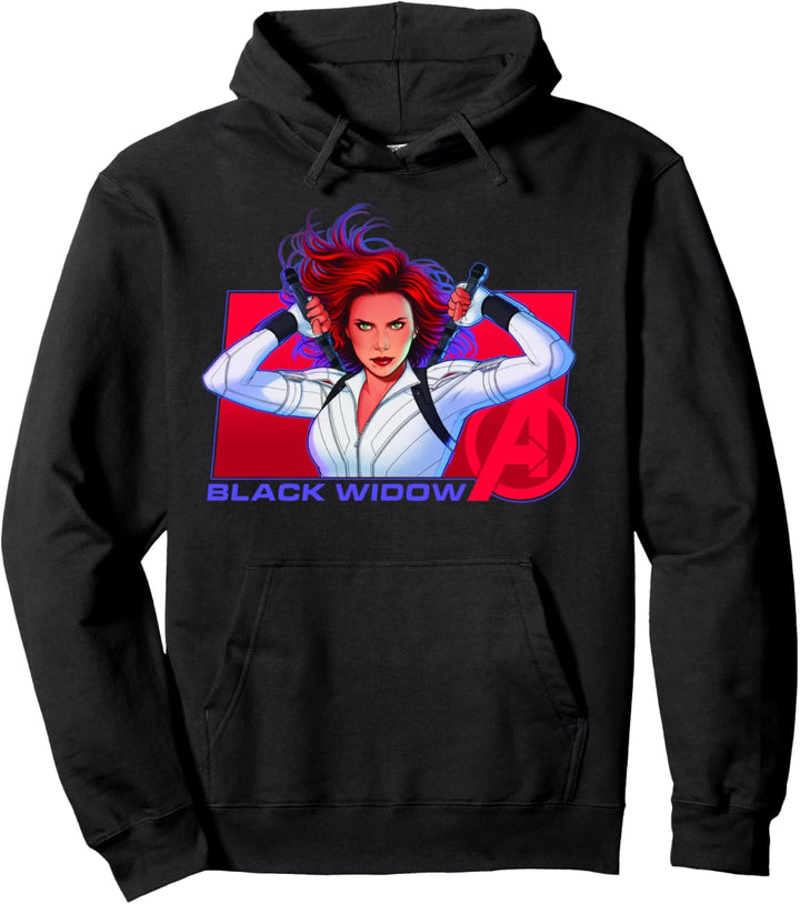 Marvel Black Widow Purple Hue Portrait Logo Pullover Hoodie