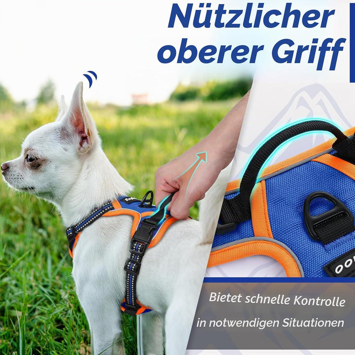 Eagloo Hundegeschirr Kleine Hunde, Anti Zug Hundegeschirr mit Reflexstreifen und Kontrolle, Verstell
