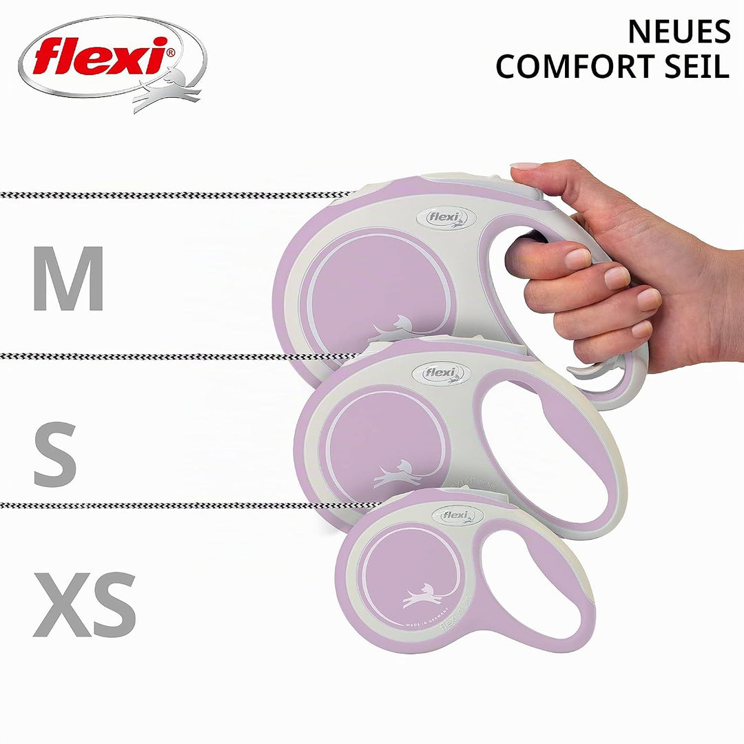 Flexi Hundeleine, ausziehbar, mit weichem Griff, 3 m / 5 m / 8 m / 8 m / 8-20 kg, Rose, 400049804270