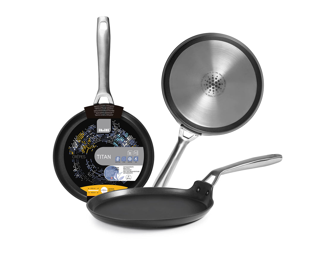 IBILI - Crêpe-Pfanne Titan, 22 cm, Aluminiumdruckguss, Anti-Haft, geeignet für Induktion 22 cms, 22