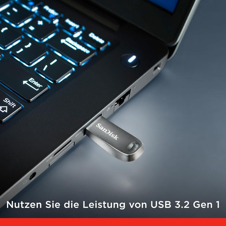 SanDisk Ultra Luxe USB 3.2 Flash-Laufwerk 256 GB (USB 3.2 Gen 1- und USB 3.0-fähig, 400 MB/s, Passwo