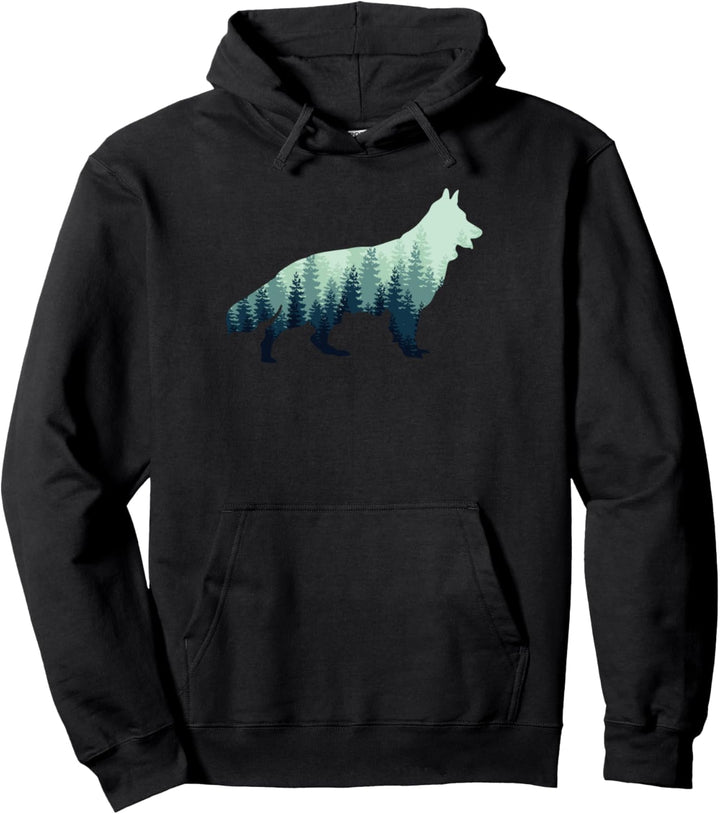 Weisser Schäferhund Wald Schäferhunde Pullover Hoodie