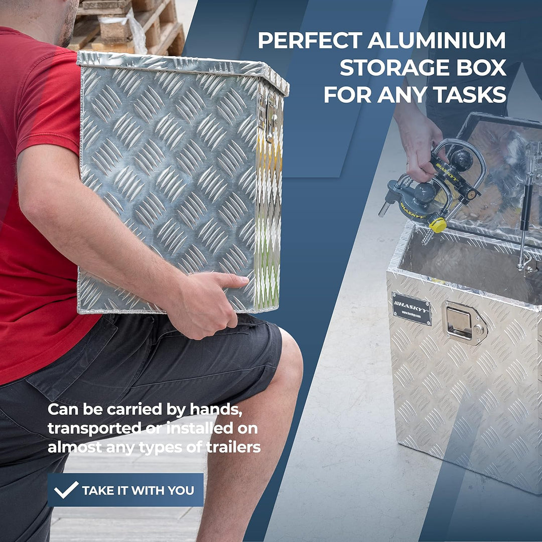 Aluminium Transportbox 700x285x420 mm Trapez Truckbox Deichselbox Werkzeugkasten Alubox Alukoffer Tr