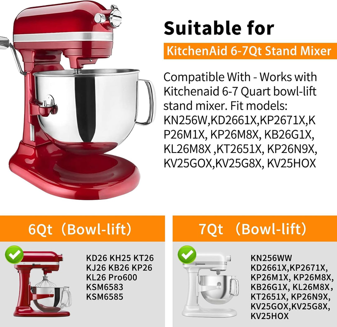 Edelstahl Spiral Teighaken Ersatz für Kitchen Aid 6 Quart Bowl Lift Standmixer