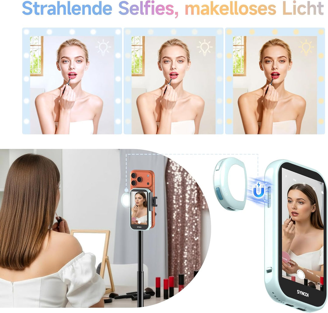 SYNCO XView AI AI Gesture Handy Selfie Monitor, Magnetischer 4K Rückkamera Vlog Monitor für iPhone &amp;