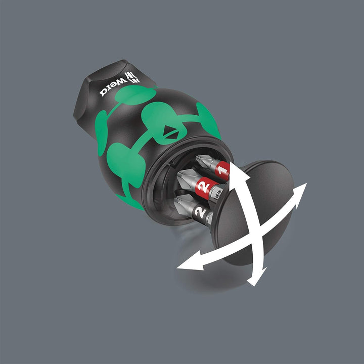Wera 05008873001 Kraftform Kompakt Stubby 1 Schraubendreher mit Bit Magazin, 6-teilig KK Stubby Maga