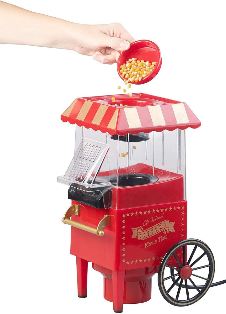 Rosenstein & Söhne Popkornmaker: Retro-Heissluft-Popcorn-Maschine, Miniatur-Rollwagen-Optik, 1.200 W