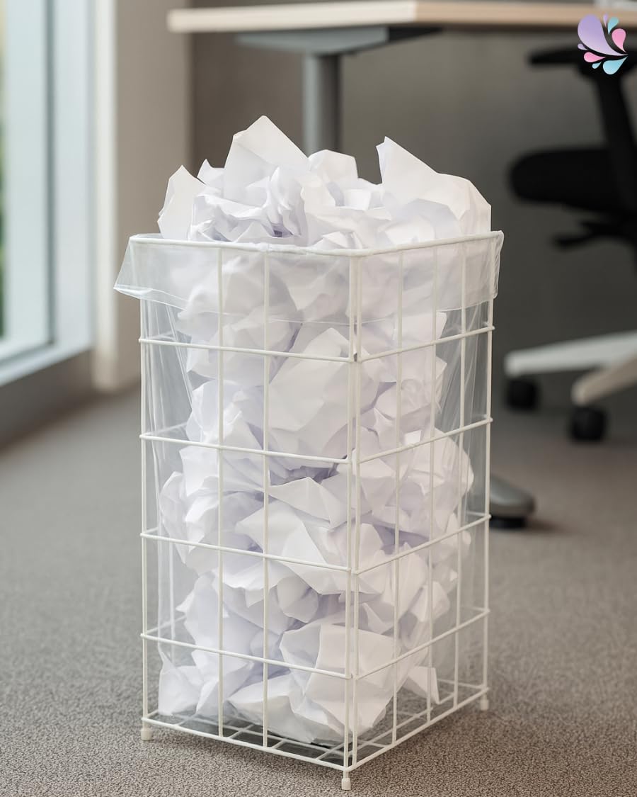 Blanc HYGIENIC Papierkorb FIX – Mülleimer aus Stahlblech, Drahtgitter-Abfallbehälter 60 Liter, zum H