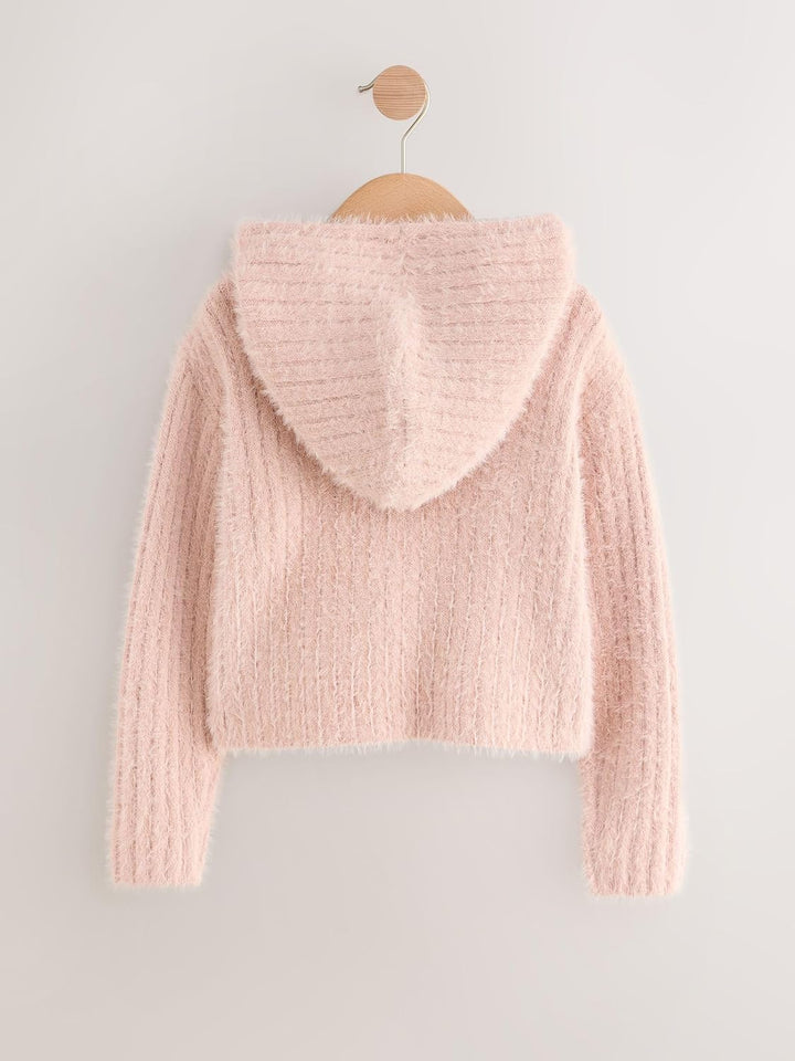 NEXT Mädchen Flauschige Kapuzenjacke mit durchgehendem Reissverschluss 16 Jahre Rosa, 16 Jahre Rosa