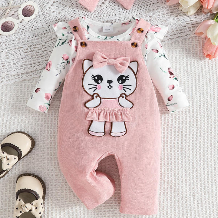 Baby Mädchen Kleidung Outfits Herbst Winter Niedlich Liebe Druck Strampler Cartoon Bär Overalls Hose