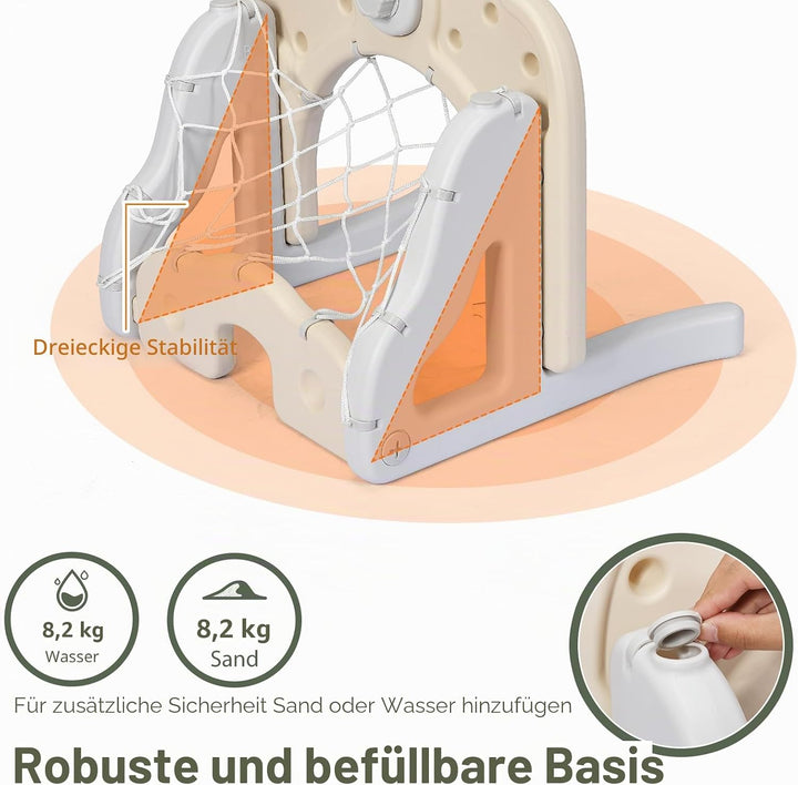 HOMASIS 3 in 1 Kinder Basketballkorb Set, multifunktionaler Basketballständer mit Fussballtor &amp; Golf