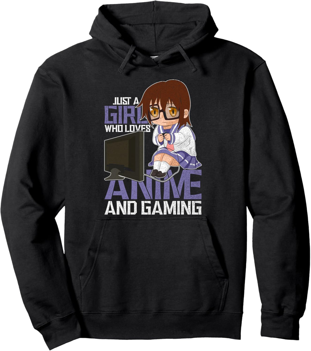 Nur ein Mädchen das Animes und Gaming liebt Nerd Anime Pullover Hoodie