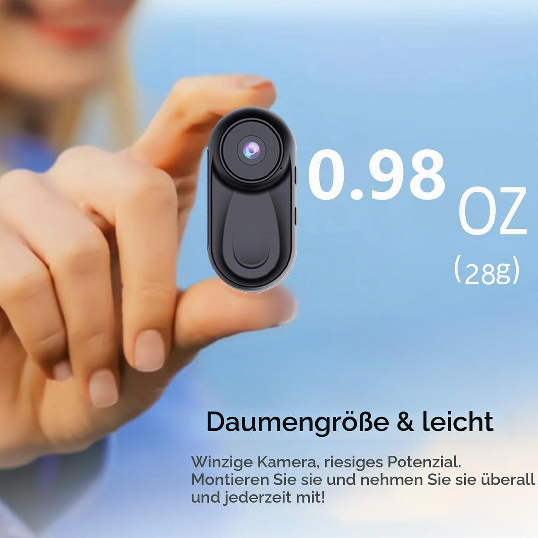 Zeerkeer Magnetische Mini Körperkamera, 64GB TF-Karte, 120°-Weitwinkel, 1080P Action Kamera mit 360°
