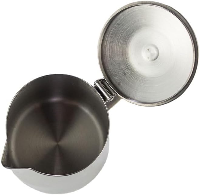 Milchaufschäumkrug mit Deckel, Tropffreier Auslauf aus Milchkännchen, Edelstahl Kaffeekännchen mit D