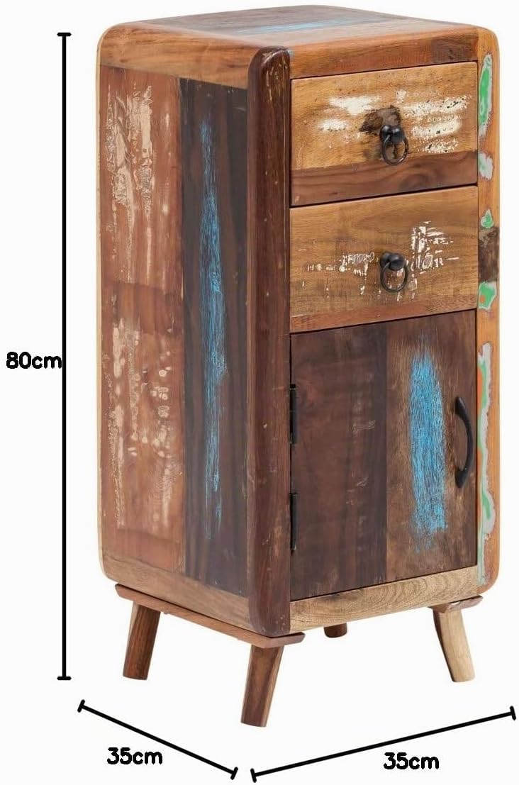 Woodkings® Bad Unterschrank Kalkutta recyceltes Holz bunt rustikal Echtholz massiv Badmöbel Badezimm