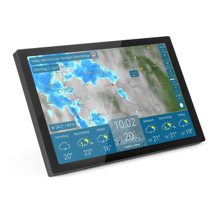 wetteronline home 4 WetterDisplay, WLAN-Wetterstation mit WetterRadar: Wetterfilm auf grossem HD-Far