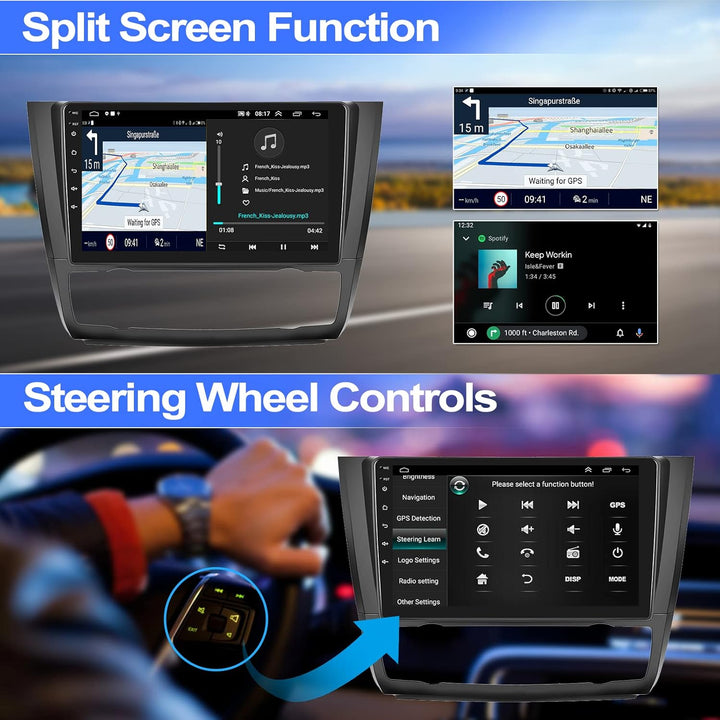 CAMECHO Android 13 Autoradio für BMW 1 Serie E81 E82 E87 E88 mit Navi,9-Zoll Auto Radio Touch Displa